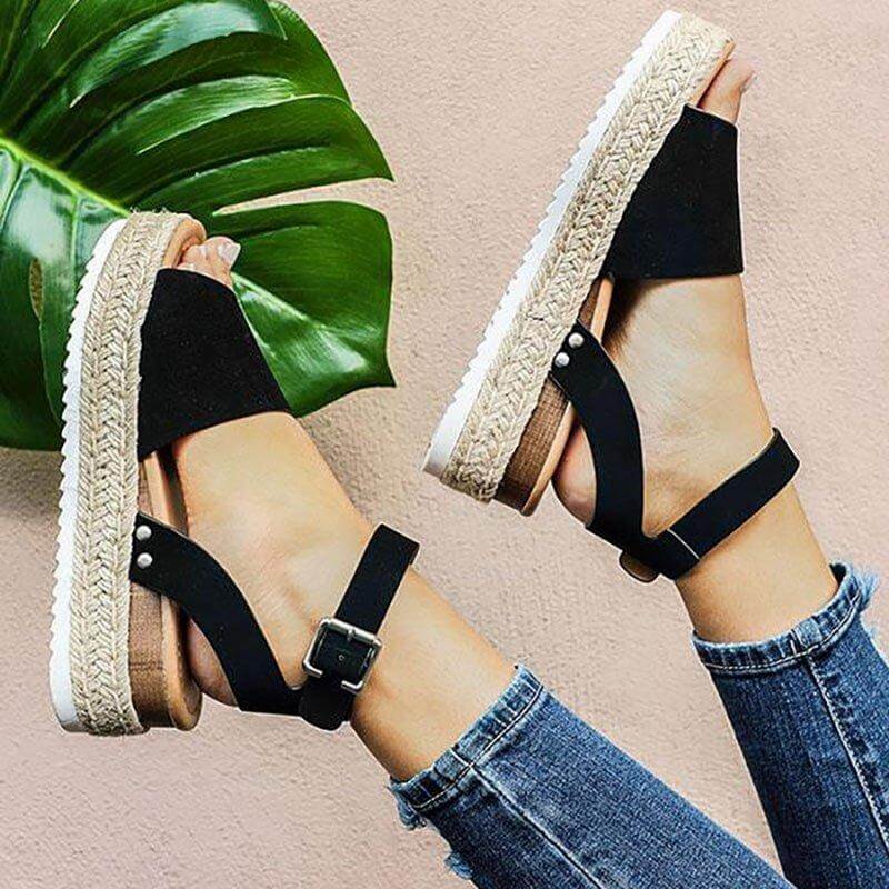 Damen Sommer Plateau Keilsandalen – Modische Espadrille Sandalen für Alltag & Urlaub