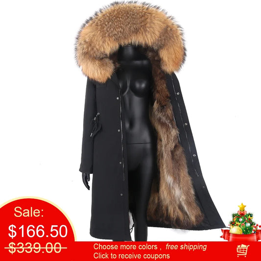 Parka d’hiver pour femme avec col amovible en fausse fourrure et doublure chaude en fausse fourrure