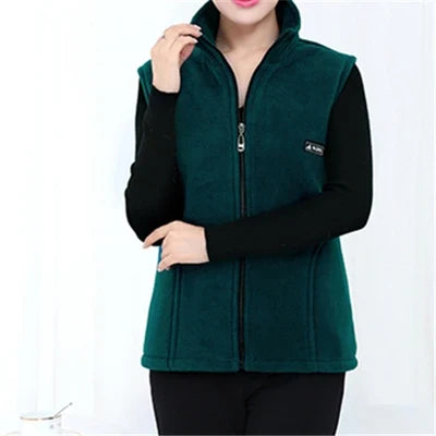 Damen Fleece Weste mit Stehkragen Reißverschluss Violett