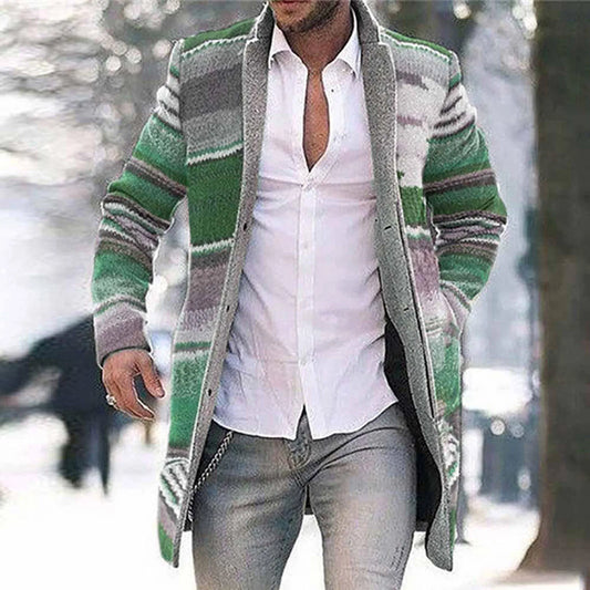 Gilet cardigan tricoté pour homme, rayé, à manches longues, ouvert sur le devant