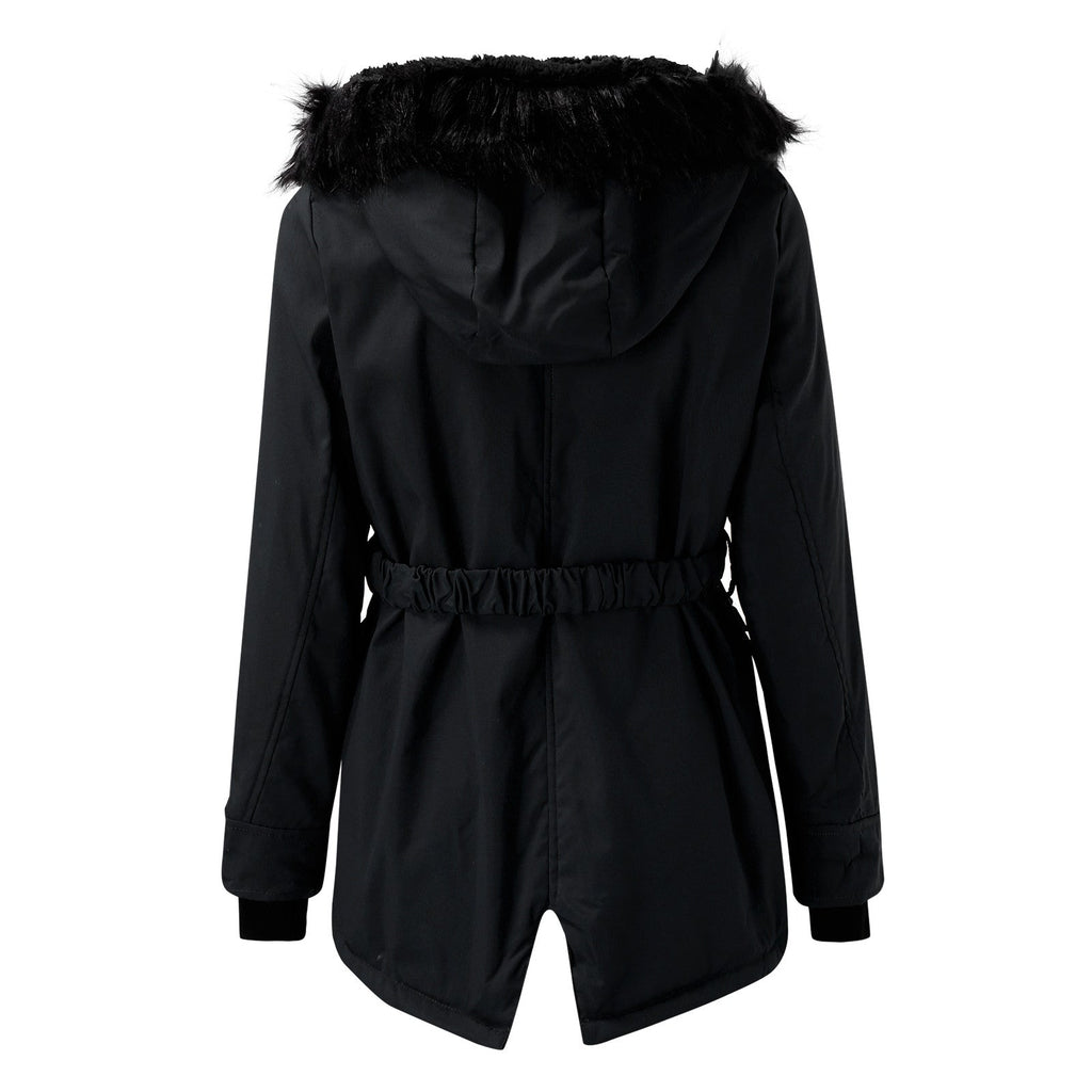 Parka voor dames met capuchon, knopen en zakken
