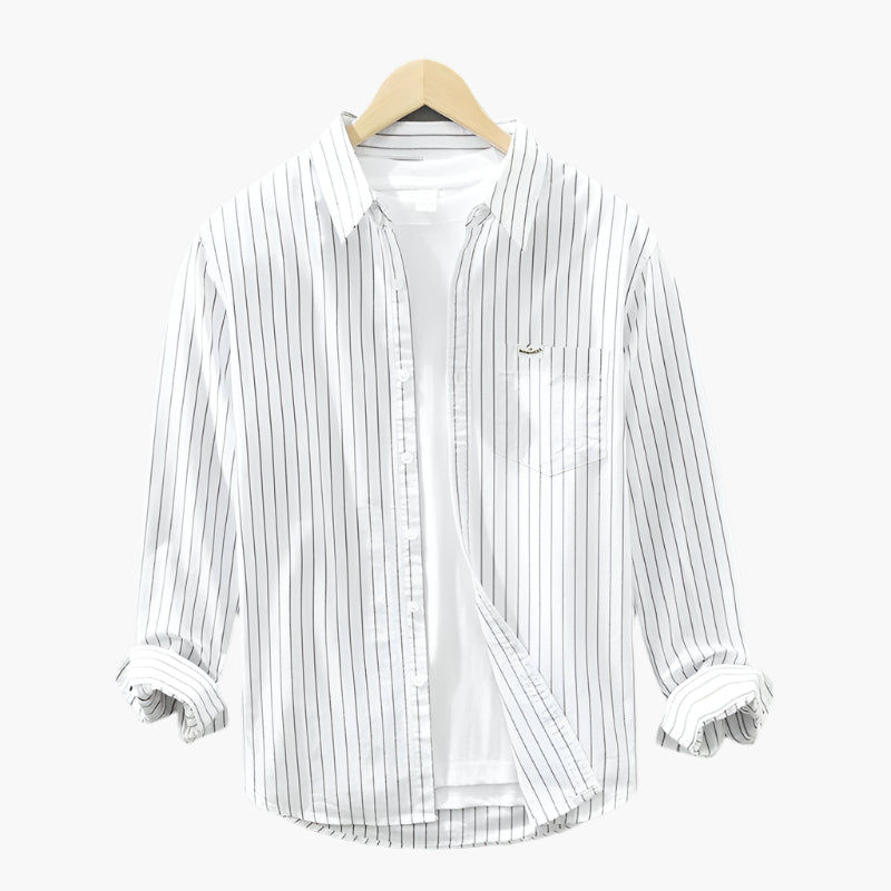 Camicia casual da uomo – Camicia a maniche lunghe a righe in stile casual per tutti i giorni e ufficio