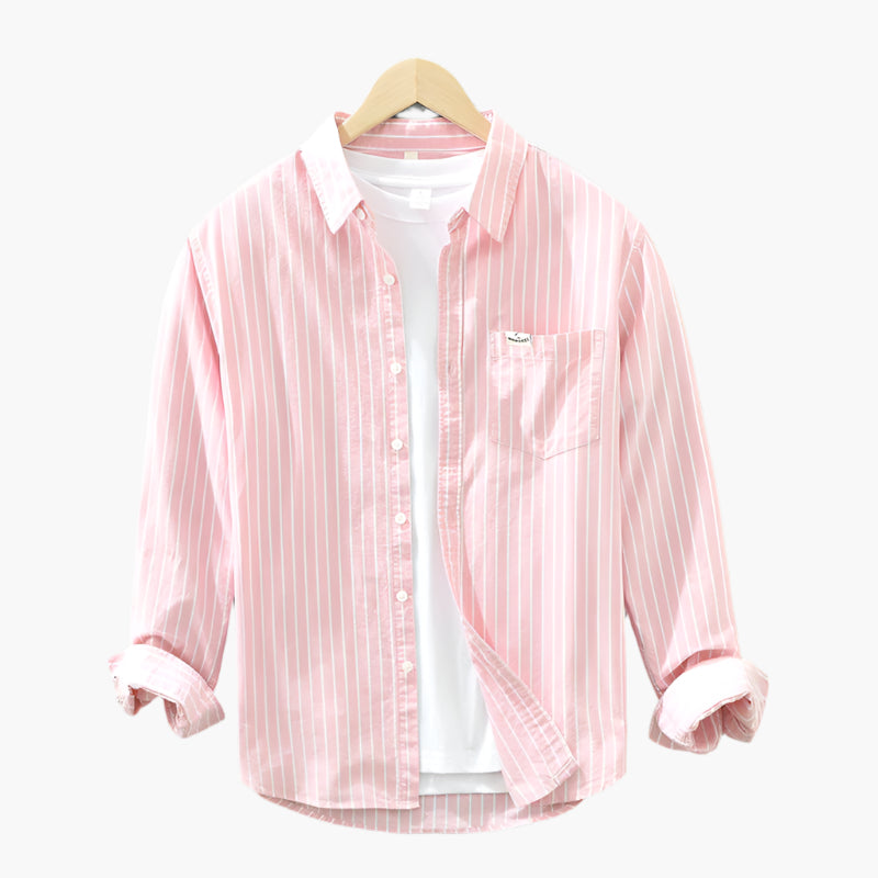 Camicia casual da uomo – Camicia a maniche lunghe a righe in stile casual per tutti i giorni e ufficio