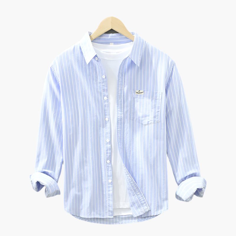 Camicia casual da uomo – Camicia a maniche lunghe a righe in stile casual per tutti i giorni e ufficio
