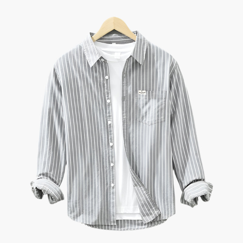 Camicia casual da uomo – Camicia a maniche lunghe a righe in stile casual per tutti i giorni e ufficio