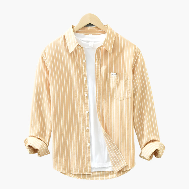 Camicia casual da uomo – Camicia a maniche lunghe a righe in stile casual per tutti i giorni e ufficio