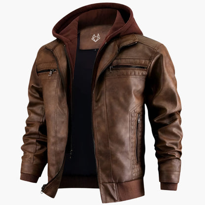 Giacca in pelle sintetica da uomo Urban Streetwear con cappuccio staccabile – Design moderno per tutti i giorni e tempo libero