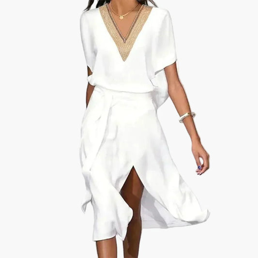 Vestido de verano para mujer con escote en V – Vestido casual elegante para el día a día y ocasiones especiales
