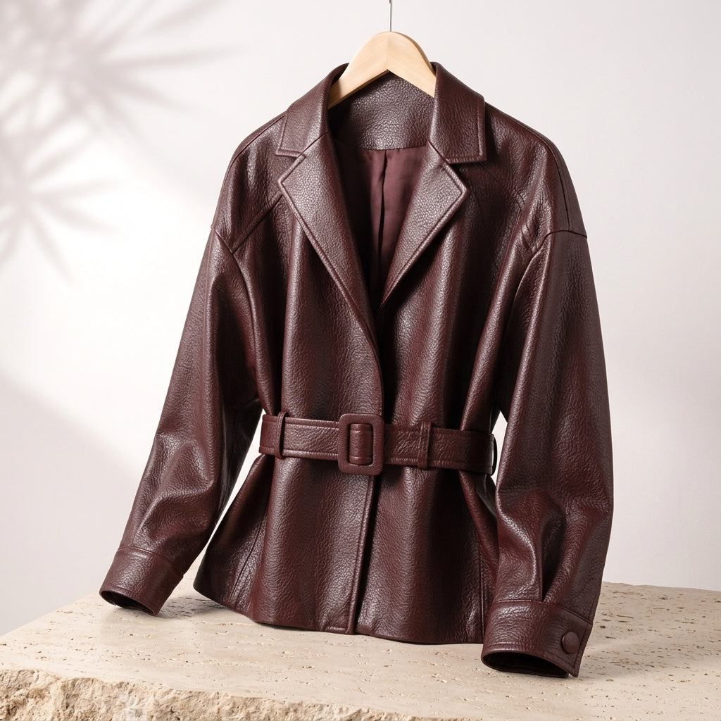 Jas voor dames met riem en lange mouwen