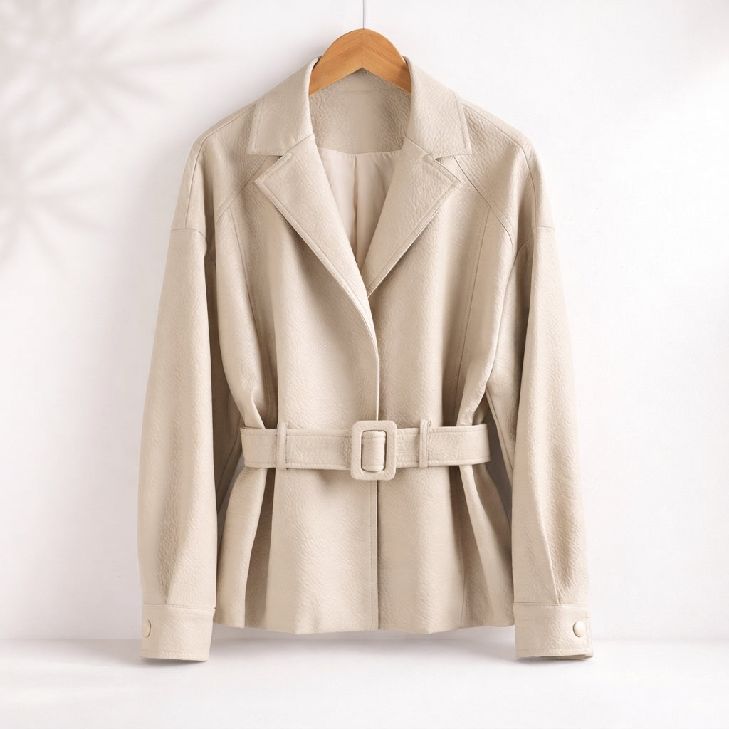 Jas voor dames met riem en lange mouwen