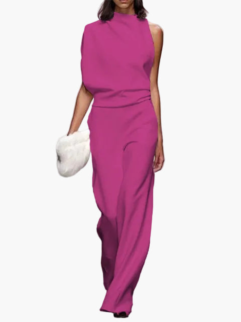 Dam Jumpsuit Elegant Minimalistisk – Ärmellös, Vida Ben, Kontor & Evenemang