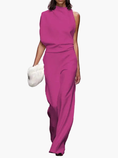 Dam Jumpsuit Elegant Minimalistisk – Ärmellös, Vida Ben, Kontor & Evenemang