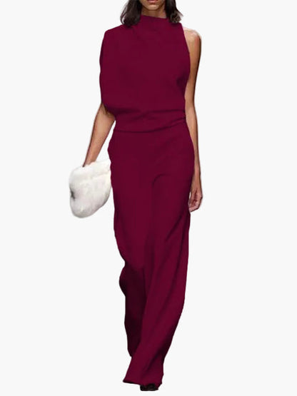 Dam Jumpsuit Elegant Minimalistisk – Ärmellös, Vida Ben, Kontor & Evenemang