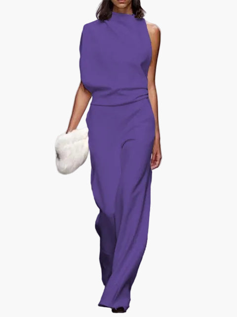 Dam Jumpsuit Elegant Minimalistisk – Ärmellös, Vida Ben, Kontor & Evenemang