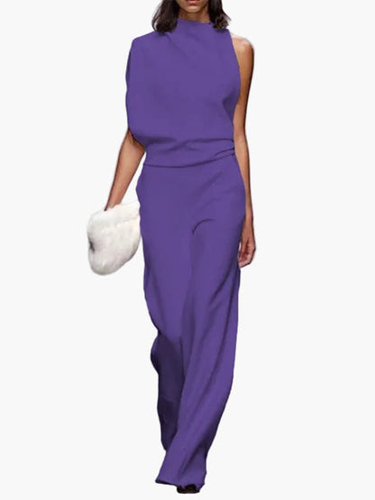 Dam Jumpsuit Elegant Minimalistisk – Ärmellös, Vida Ben, Kontor & Evenemang