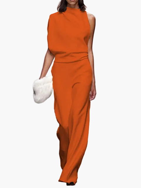 Dam Jumpsuit Elegant Minimalistisk – Ärmellös, Vida Ben, Kontor & Evenemang