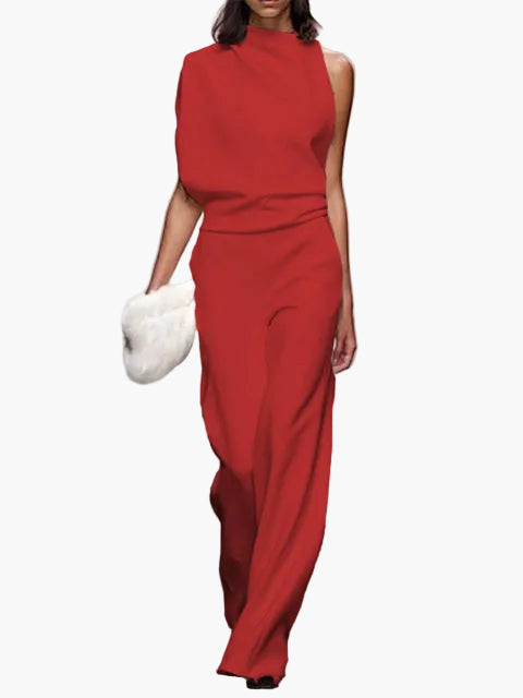 Dam Jumpsuit Elegant Minimalistisk – Ärmellös, Vida Ben, Kontor & Evenemang