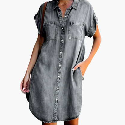 Vestido vaquero casual para mujer con corte suelto – Perfecto para el día a día y el verano