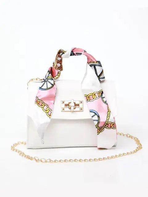 Borsa da donna con manico a sciarpa e tracolla a catena – Elegante borsa a spalla per tutti i giorni e eventi