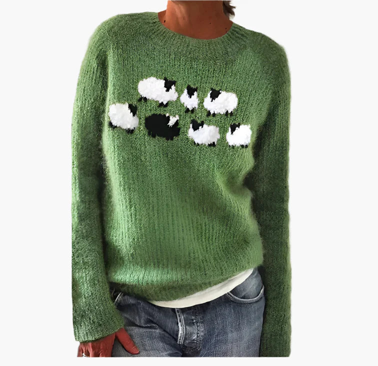 Dame retro pullover i norsk stil – Komfortabel striktrøje til efterår og vinter