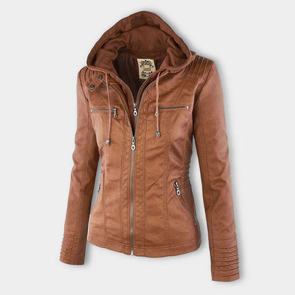 Veste en similicuir pour femme avec capuche – Un incontournable mode pour le quotidien et les loisirs