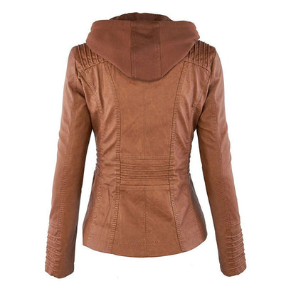 Veste en similicuir pour femme avec capuche – Un incontournable mode pour le quotidien et les loisirs