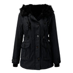 Parka voor dames met capuchon, knopen en zakken