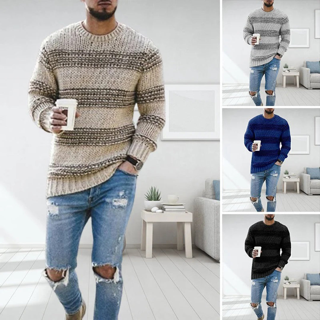 Herre Strikkegenser i Norsk Stil – Varm Fritidgenser for Stilfulle Vinterantrekk