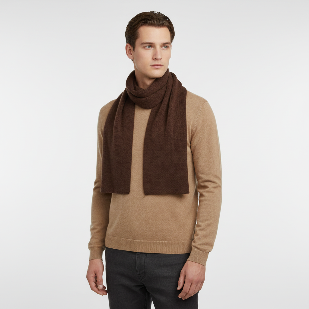 Lange gebreide unisex sjaal met ribstructuur