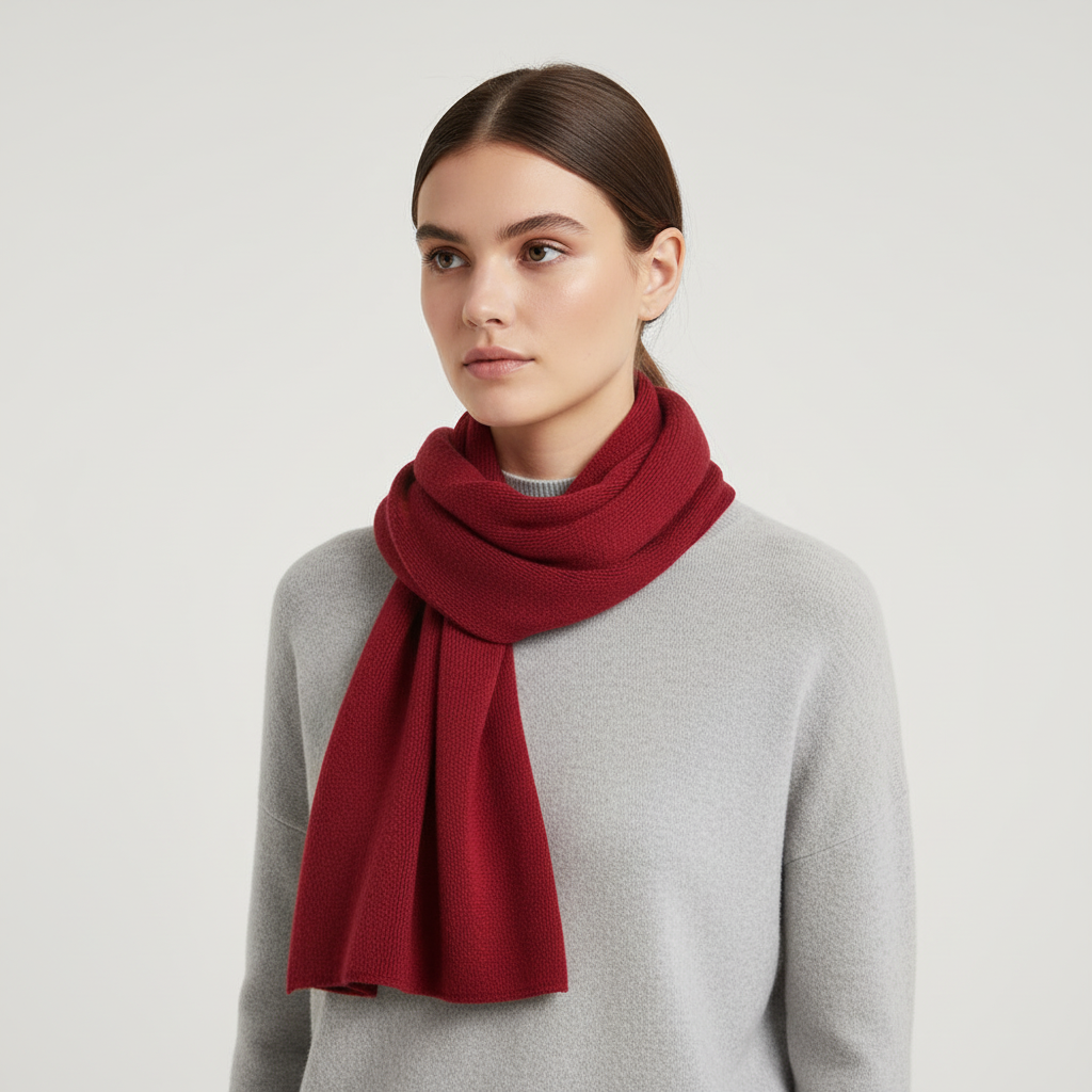 Lange gebreide unisex sjaal met ribstructuur