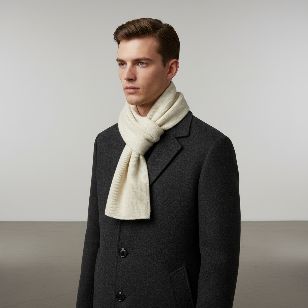 Lange gebreide unisex sjaal met ribstructuur