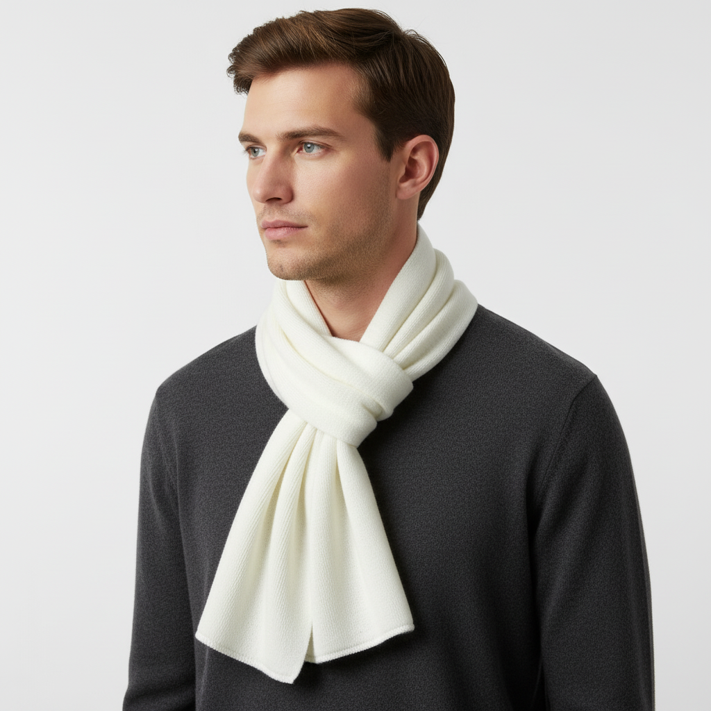 Lange gebreide unisex sjaal met ribstructuur