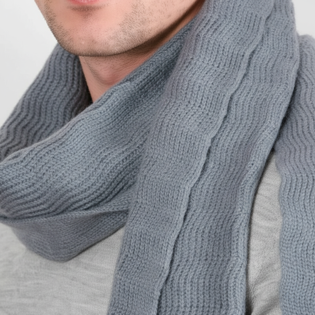 Lange gebreide unisex sjaal met ribstructuur