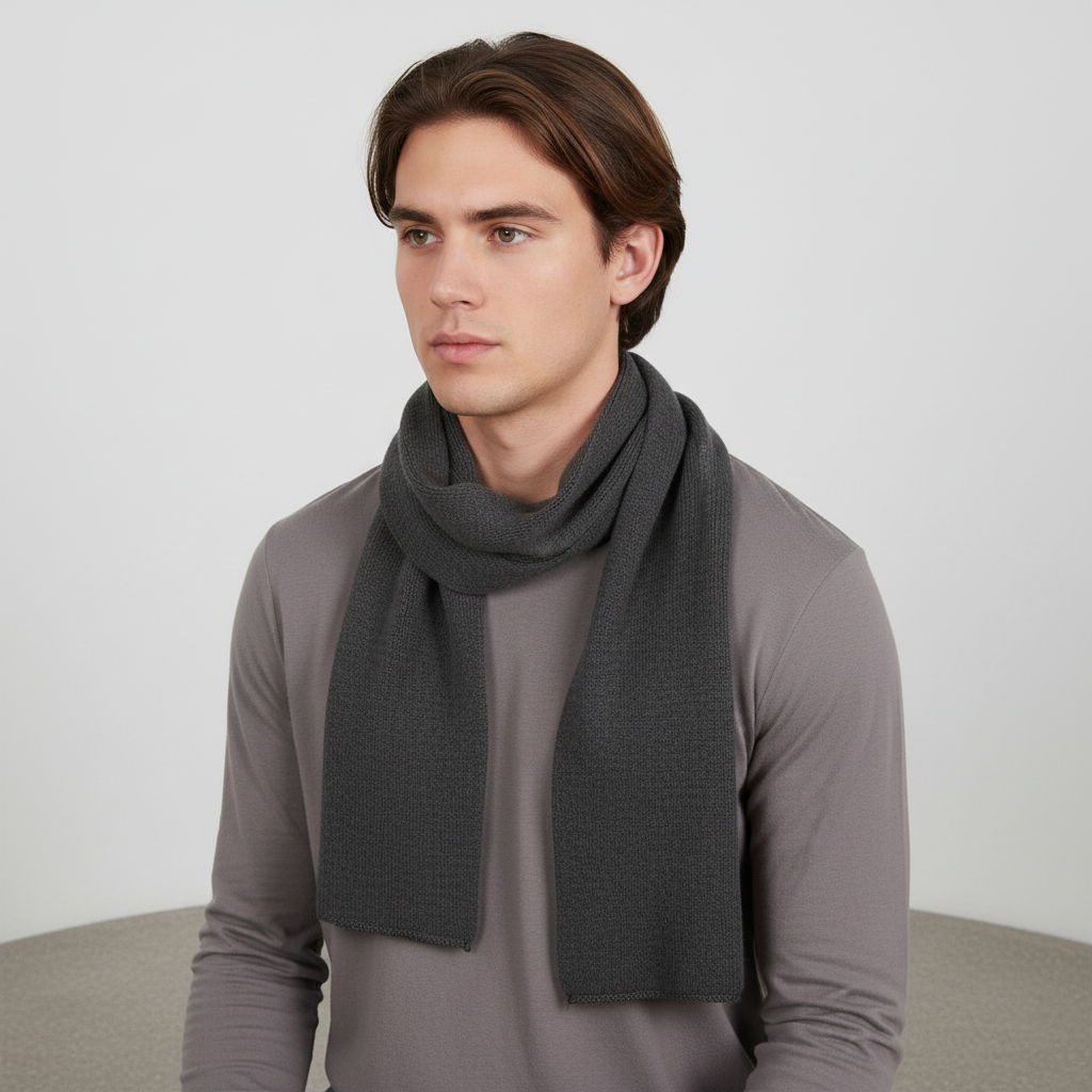 Lange gebreide unisex sjaal met ribstructuur