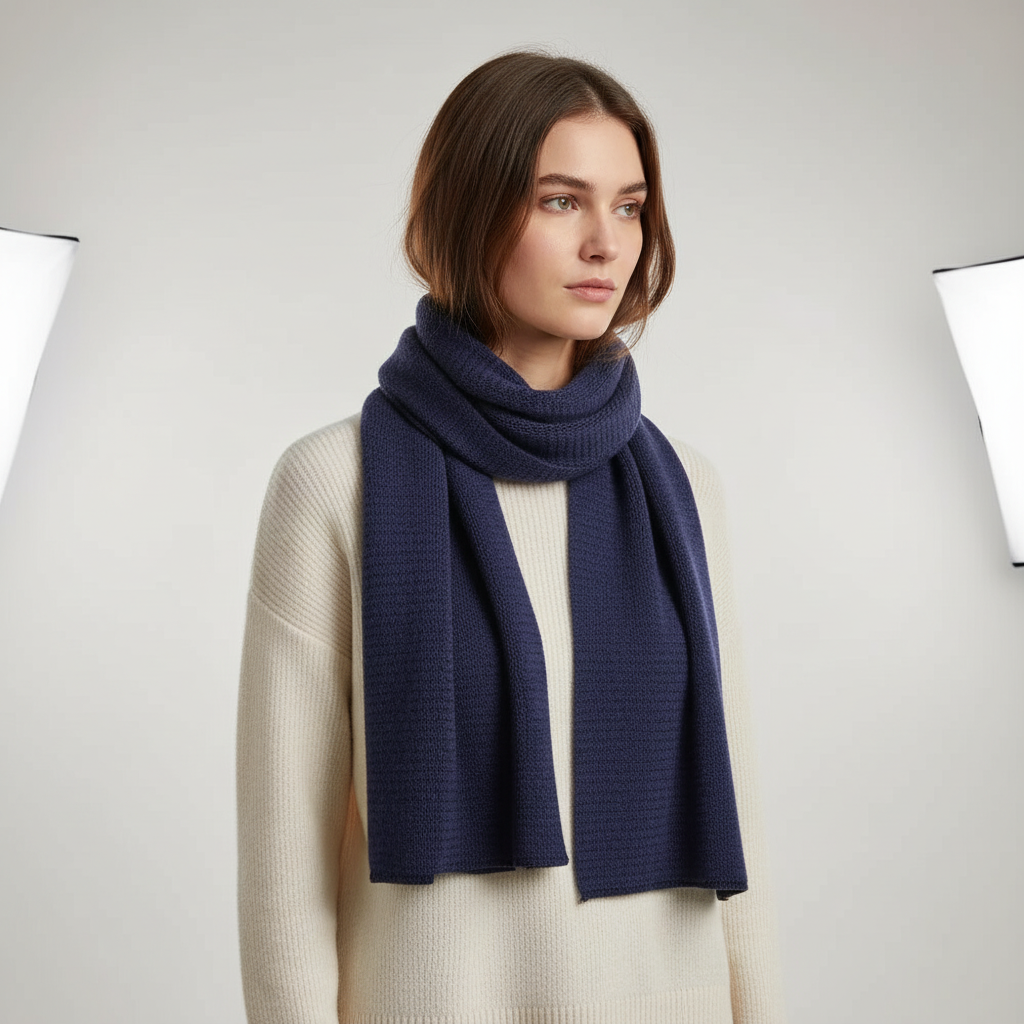 Lange gebreide unisex sjaal met ribstructuur