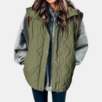 Bodywarmer voor dames met capuchon, knopen en zakken