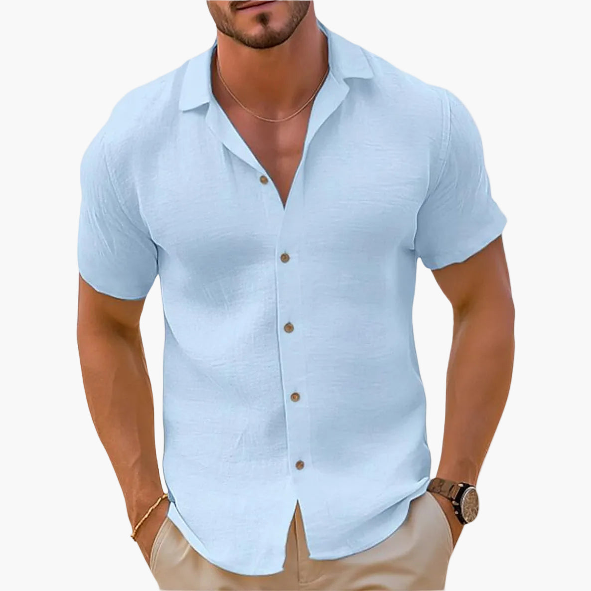 Camisa de verano casual para hombre de manga corta – Estilo urbano elegante para la playa