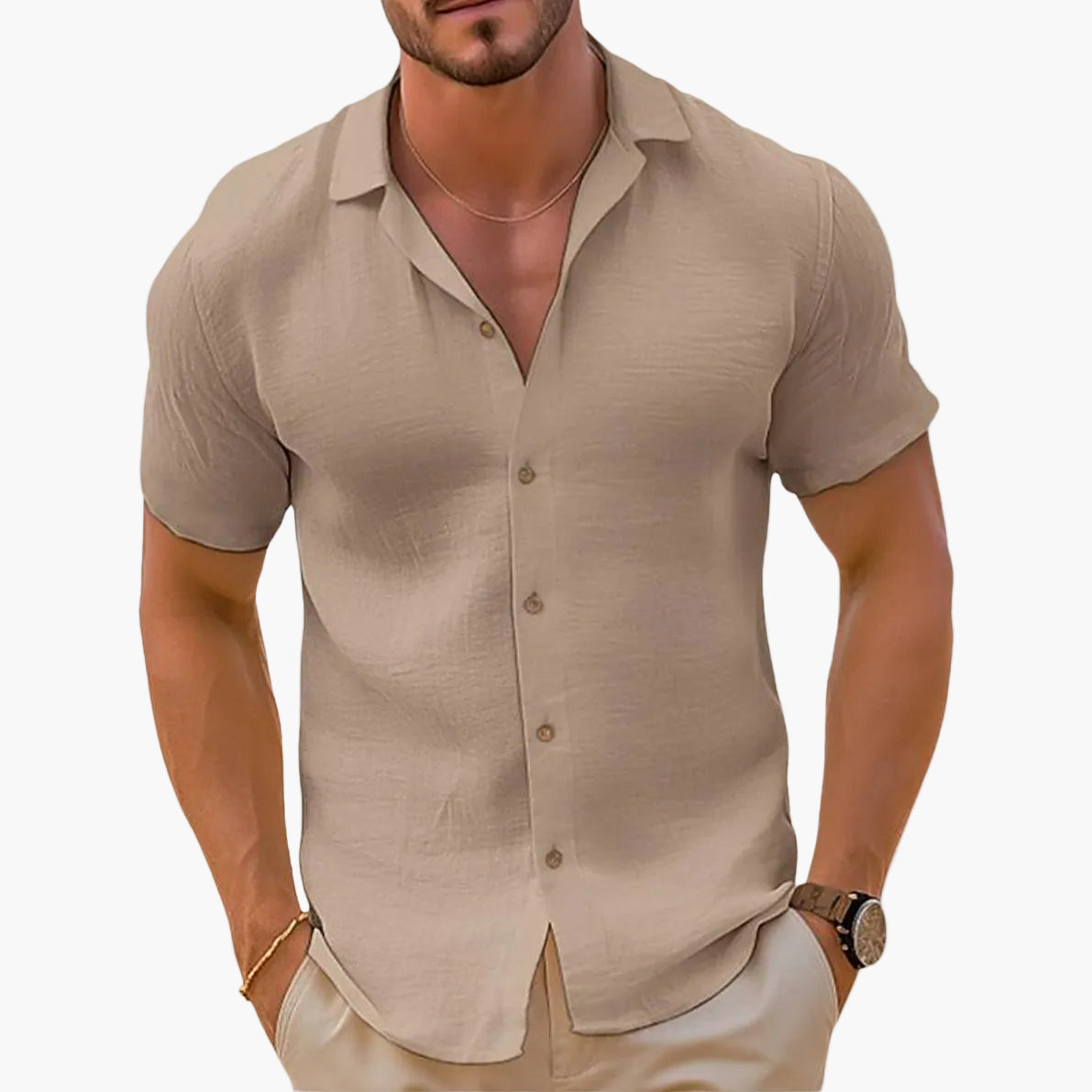 Camisa de verano casual para hombre de manga corta – Estilo urbano elegante para la playa