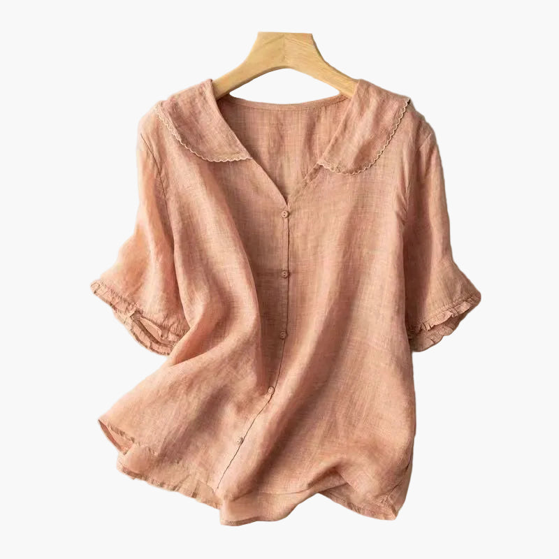 Dame bluse med vintage-krave og løstsiddende snit – Ideel til hverdag og fritid