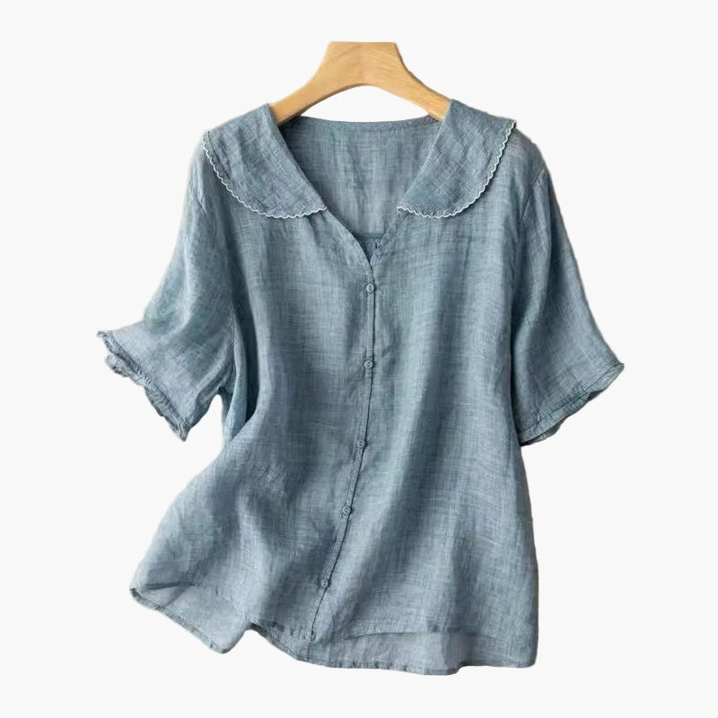 Dame bluse med vintage-krave og løstsiddende snit – Ideel til hverdag og fritid