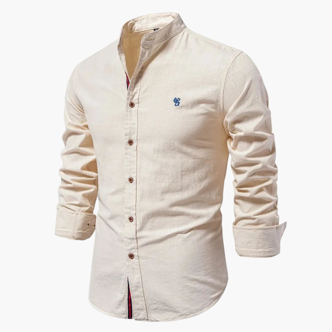Chemise manches longues homme coupe régulière col mao – Chemise moderne business & loisirs