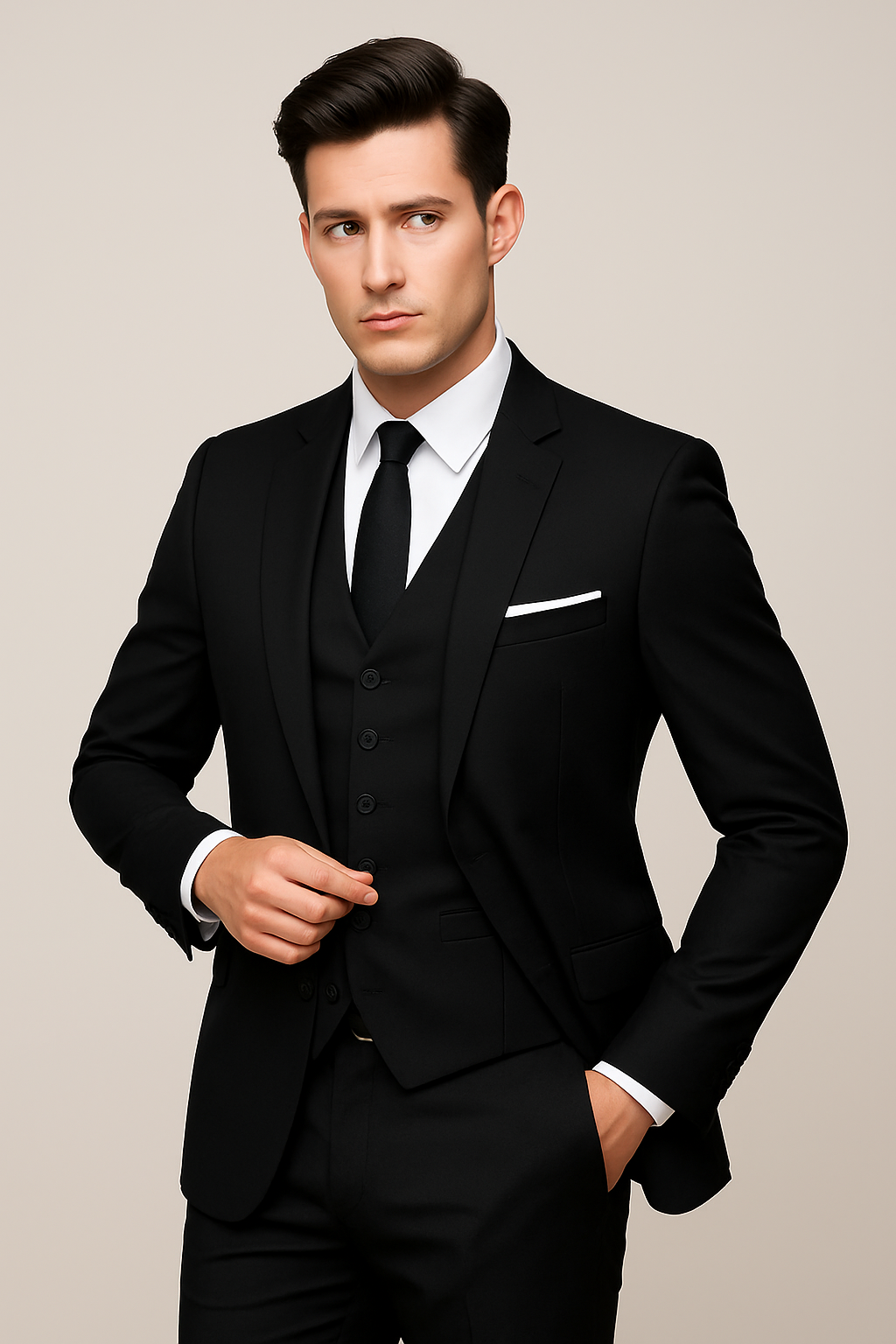 Herren Anzug Dreiteilig Slim Fit Elegant – Business & Hochzeit – Moderner Look