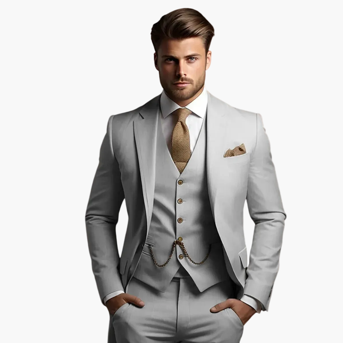 Costume trois pièces homme slim fit pour mariage & occasions formelles – Look business moderne