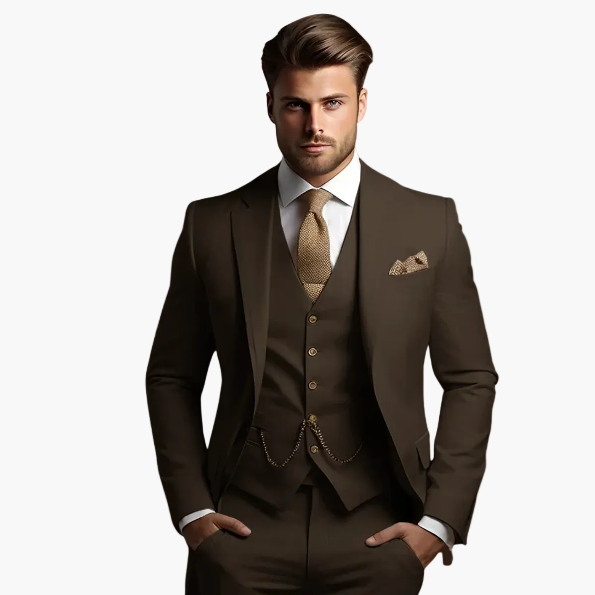 Costume trois pièces homme slim fit pour mariage & occasions formelles – Look business moderne