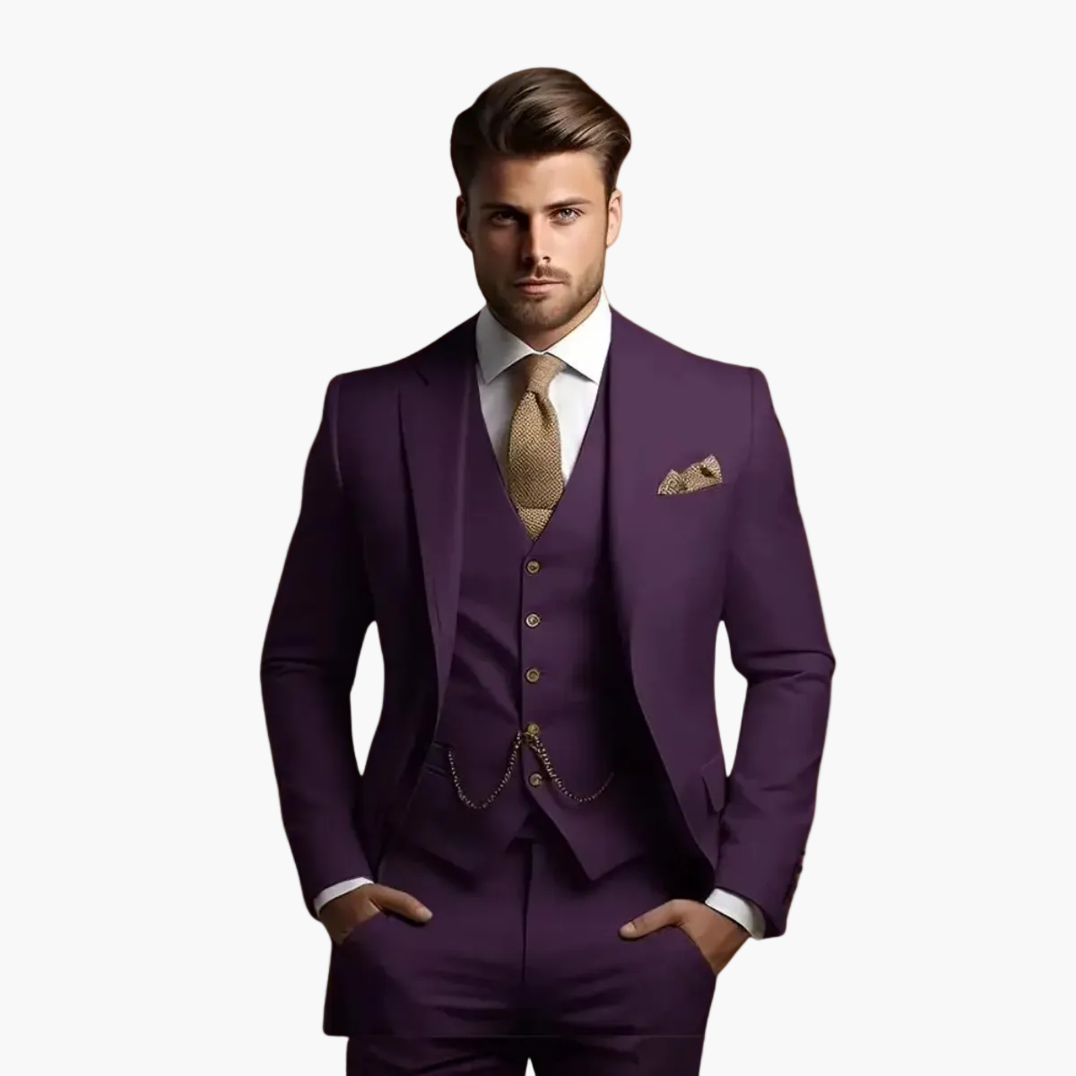 Costume trois pièces homme slim fit pour mariage & occasions formelles – Look business moderne