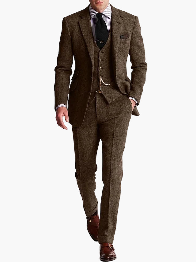 Traje de tres piezas clásico y elegante para hombre – Moda de negocios y festiva