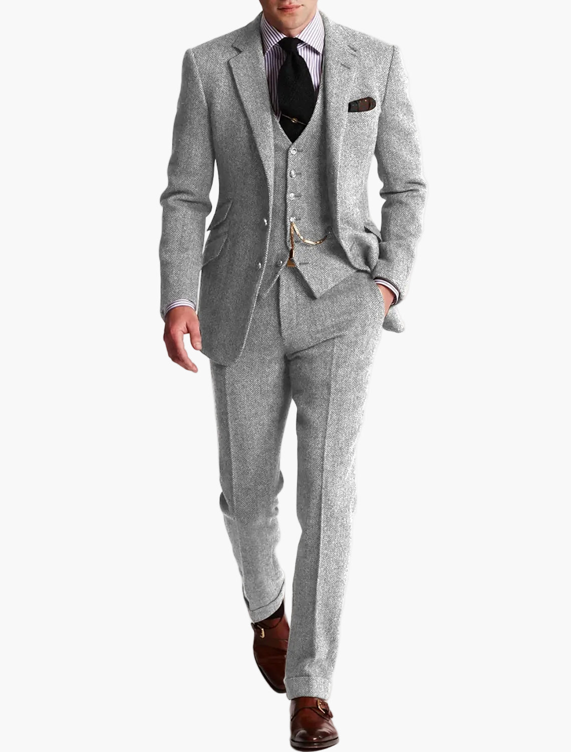 Traje de tres piezas clásico y elegante para hombre – Moda de negocios y festiva