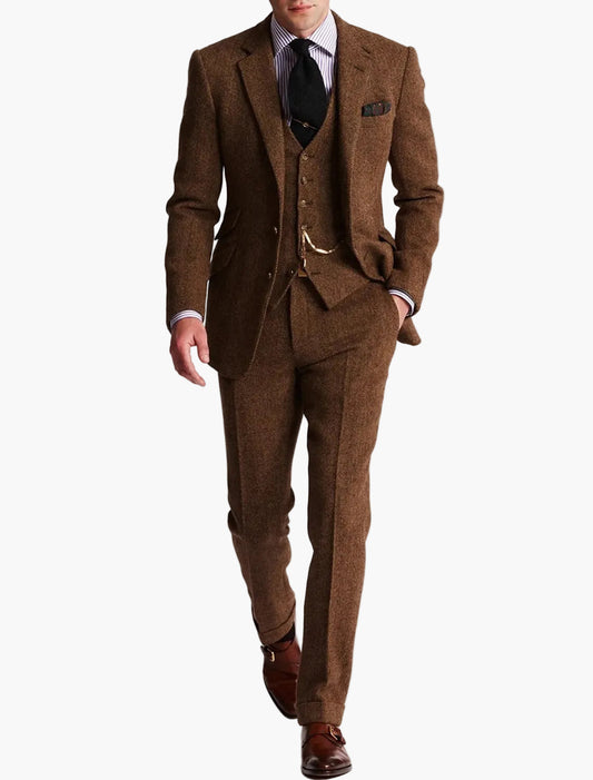 Traje de tres piezas clásico y elegante para hombre – Moda de negocios y festiva