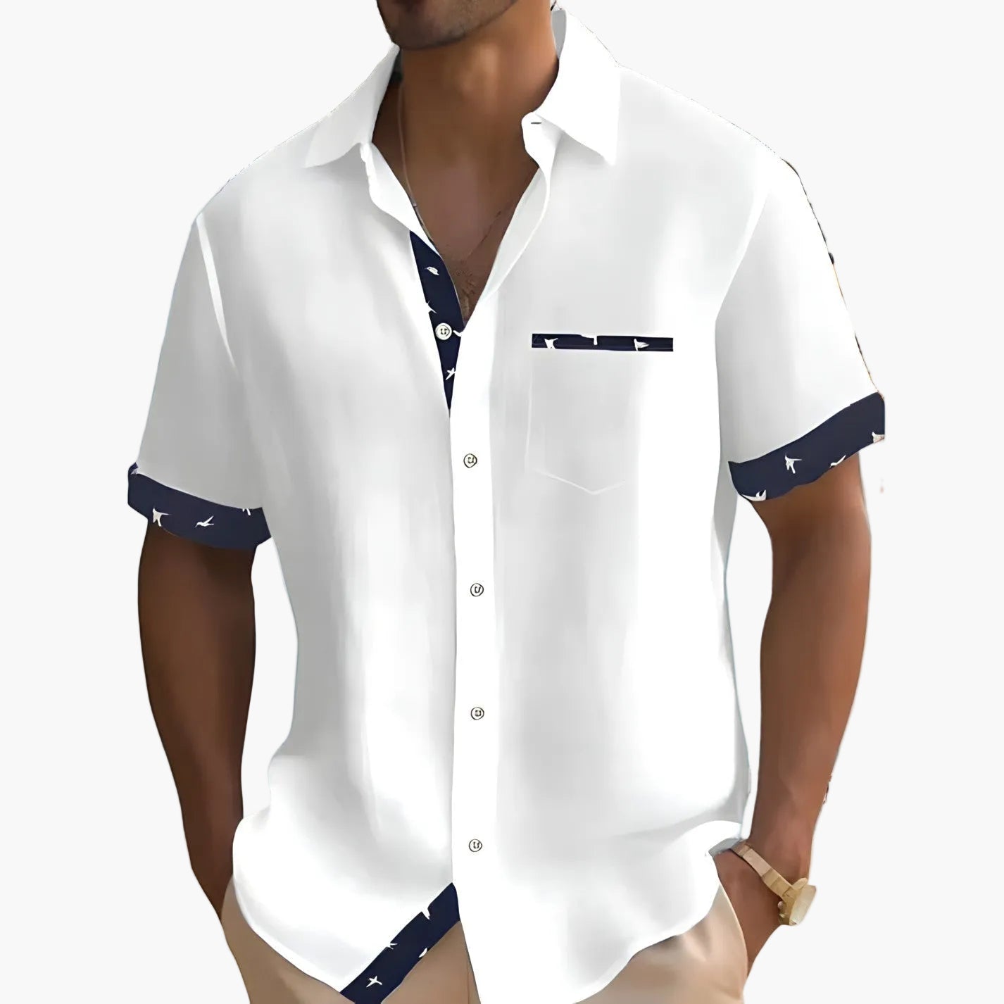 Herren Freizeithemd mit Kontrast-Details für stilvolle Sommer-Looks