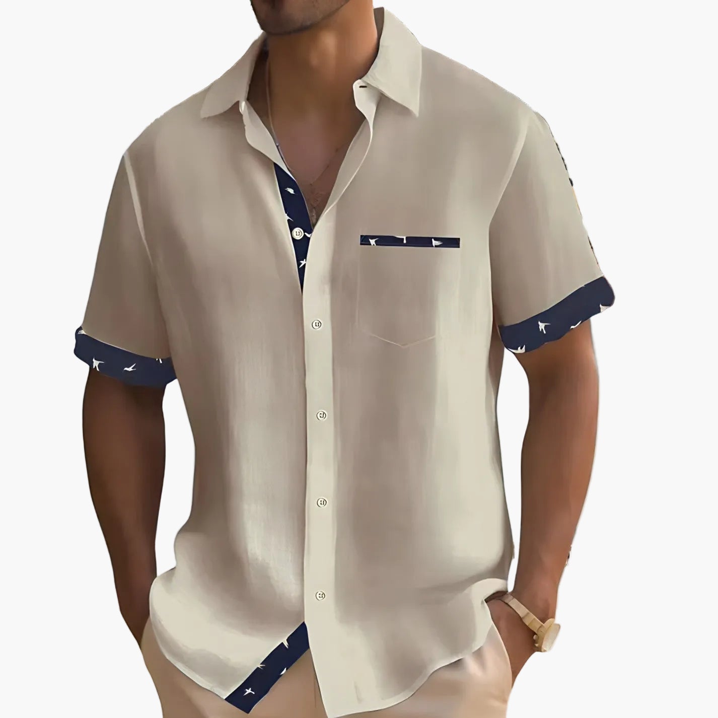Herren Freizeithemd mit Kontrast-Details für stilvolle Sommer-Looks
